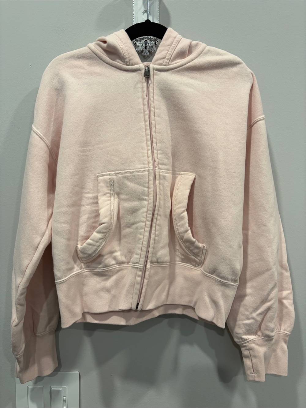 abercrombie kids pale pink zip hoodie